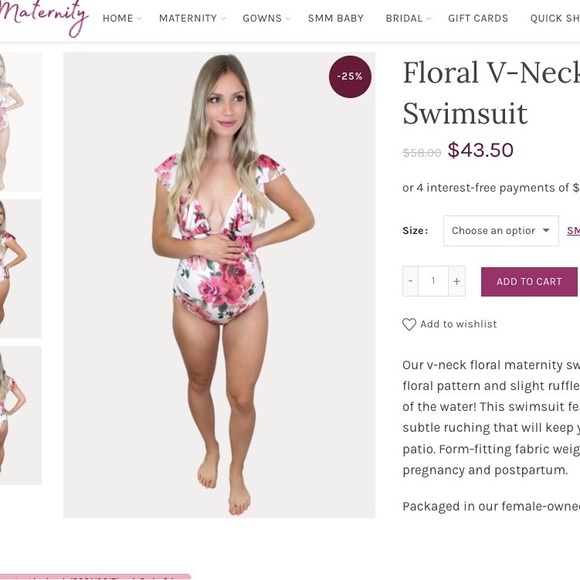 Floral V-Neck Maternity Swimsuit - Picture 3 of 3